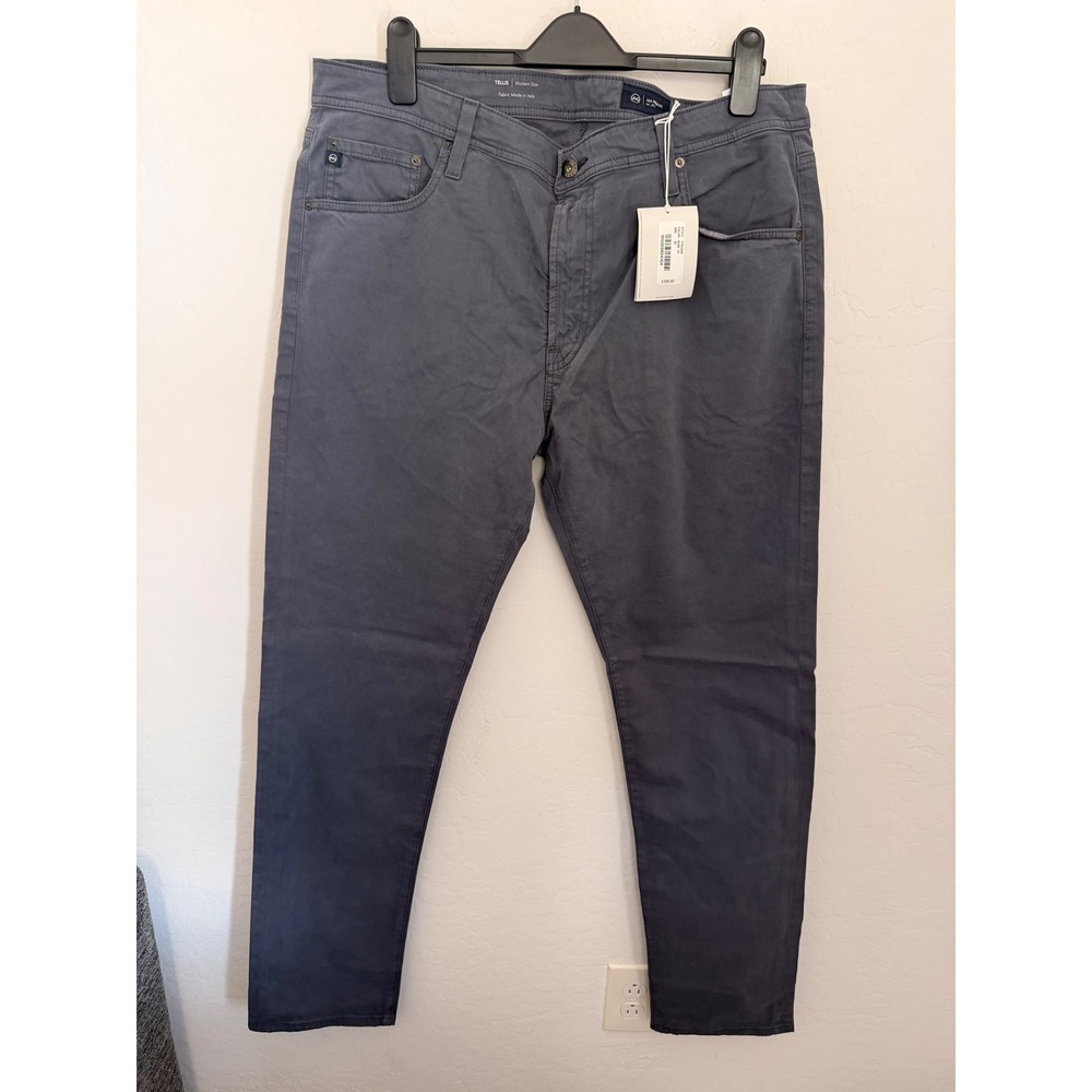 AG Adriano Goldschmied Tellis Modern Slim Grey Sueded Sateen Pants 38x34 NWT